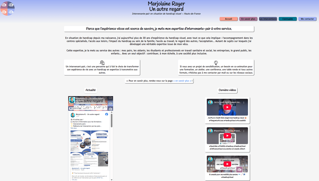 Photo du site Marjolaine Rayer - Un autre regard